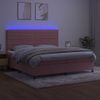 Cama Box Spring Colchón Y Led Terciopelo Rosa 200x200 Cm