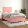 Cama Box Spring Con Colchón Terciopelo Rosa 120x190 Cm