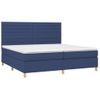 Cama Box Spring Colchón Y Luces Led Tela Azul 200x200 Cm