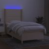 Cama Box Spring Colchón Y Luces Led Tela Crema 100x200 Cm