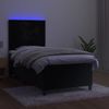 Cama Box Spring Colchón Y Led Terciopelo Negro 90x200 Cm