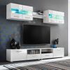 Mueble De Salón De Tv Con Luces Led Blanco Brillante 5 Piezas