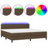 Cama Box Spring Colchón Luces Led Tela Marrón Oscuro 200x200 Cm