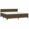 Cama Box Spring Colchón Luces Led Tela Marrón Oscuro 200x200 Cm