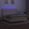 Cama Box Spring Colchón Y Luces Led Tela Crema 160x200 Cm