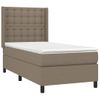 Cama Box Spring Colchón Y Luces Led Tela Gris Taupe 90x190 Cm