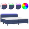 Cama Box Spring Colchón Y Luces Led Tela Azul 200x200 Cm