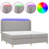 Cama Box Spring Con Colchón Tela Y Led Gris Claro 200x200 Cm