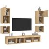 Muebles Tv Pared Con Led 8 Piezas Madera Ingeniería Roble Sonoma