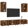 Set De Muebles De Tv 6 Piezas Madera Contrachapada Roble Ahumado