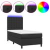 Cama Box Spring Colchón Y Led Cuero Sintético Negro 100x200 Cm