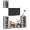 Set De Muebles De Tv 5 Piezas Madera Contrachapada Gris Hormigón