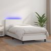 Cama Box Spring Y Colchón Led Cuero Sintético Blanco 90x200 Cm