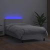 Cama Box Spring Y Colchón Led Cuero Sintético Blanco 90x200 Cm