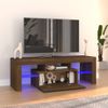 Mueble De Tv Con Luces Led Marrón Roble 120x35x40 Cm