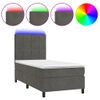 Cama Box Spring Colchón Y Led Terciopelo Gris Oscuro 90x200 Cm