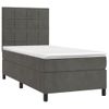 Cama Box Spring Colchón Y Led Terciopelo Gris Oscuro 90x200 Cm