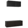 Set De Muebles De Salón Tv 2 Piezas Madera De Ingeniería Negro