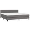 Cama Box Spring Colchón Y Led Cuero Sintético Gris 200x200 Cm