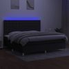 Cama Box Spring Colchón Y Luces Led Tela Negro 200x200 Cm