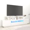 Mueble Para Tv Con Luces Led Blanco Brillante 200x35x40 Cm