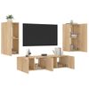 Muebles Tv Pared Con Led 4 Piezas Madera Ingeniería Roble Sonoma