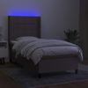 Cama Box Spring Colchón Y Luces Led Tela Gris Taupe 90x200 Cm