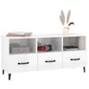 Mueble De Tv Madera Contrachapada Blanco Brillo 102x35x50 Cm