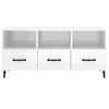 Mueble De Tv Madera Contrachapada Blanco Brillo 102x35x50 Cm