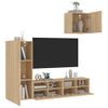 Muebles De Tv De Pared 4 Piezas Madera De Ingeniería Roble Sonoma