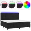 Cama Box Spring Colchón Y Led Terciopelo Negro 200x200 Cm