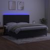 Cama Box Spring Colchón Y Led Terciopelo Negro 200x200 Cm