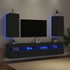 Muebles De Tv De Pared Con Luces Led 2 Unidades Negro 30,5x35x70 Cm