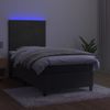 Cama Box Spring Colchón Y Led Terciopelo Gris Oscuro 100x200 Cm