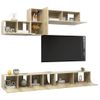 Muebles De Pared De Tv 6 Piezas Aglomerado Color Roble Sonoma