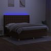 Cama Box Spring Colchón Luces Led Tela Marrón Oscuro 180x200cm