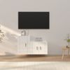 Set De Muebles De Tv 2 Piezas Madera Contrachapada Blanco Brillo