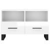 Mueble De Tv Madera Contrachapada Blanco Brillo 80x36x50 Cm