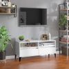 Mueble De Tv Madera Contrachapada Blanco Brillo 100x34,5x44,5cm