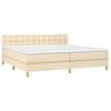 Cama Box Spring Con Colchón Y Led Tela Crema 200x200 Cm