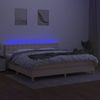 Cama Box Spring Con Colchón Y Led Tela Crema 200x200 Cm