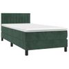 Cama Box Spring Colchón Y Led Terciopelo Verde Oscuro 90x190 Cm