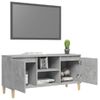 Mueble De Tv Patas Madera Maciza Gris Hormigón 103,5x35x50 Cm