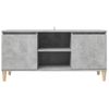 Mueble De Tv Patas Madera Maciza Gris Hormigón 103,5x35x50 Cm