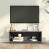 Mueble De Tv De Madera Maciza De Pino Gris 90x35x35 Cm