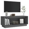 Mueble De Tv De Madera Maciza De Pino Gris 90x35x35 Cm