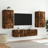 Muebles Tv Pared Con Led 4 Piezas Madera Ingeniería Roble Ahumado