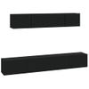 Set De Muebles Para Tv 4 Piezas Madera Contrachapada Negro