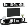 Set De Muebles Para Tv 4 Piezas Madera Contrachapada Negro