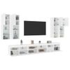 Mueble De Pared De Tv Con Luces Led 7 Piezas Blanco